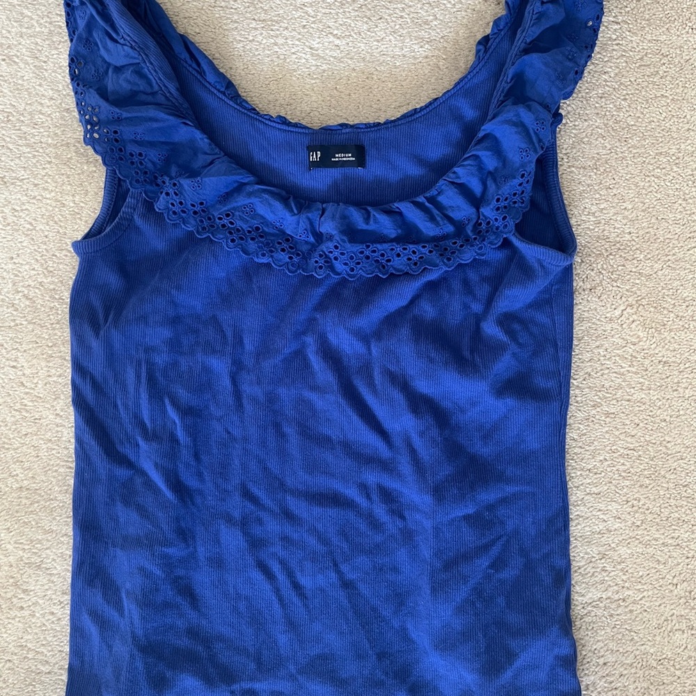 GAP Women's Blue Ruffle Top